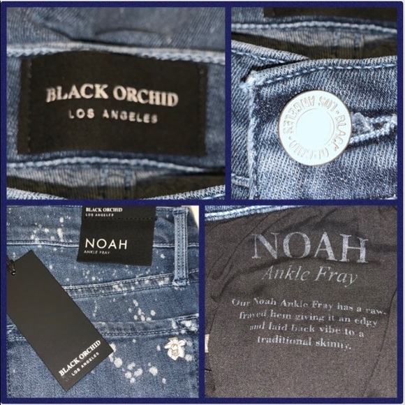 NEW Black Orchid Noah Frayed Splatter-Paint Jeans size 30 Blue - Picture 6 of 7